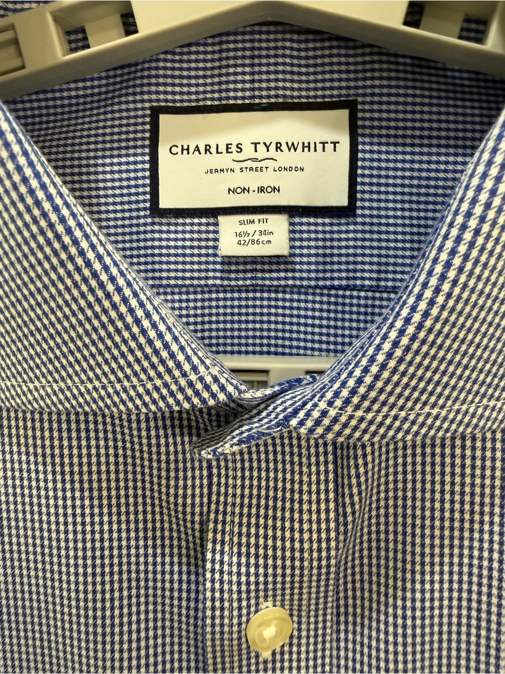 Charles Tyrwhitt Blue French Cuff Slim Fit Dress Shirt - Picture 4 of 10